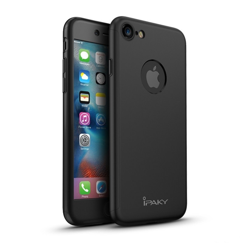 Husa Apple iPhone 7, FullBody Elegance Luxury iPaky Black, acoperire completa 360 grade cu folie de sticla gratis