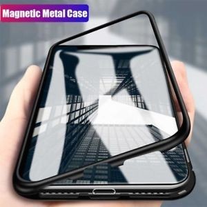 Husa Apple iPhone 7 Magnetica 360 grade Negru, Perfect Fit cu spate de sticla securizata premium + folie de sticla pentru ecran gratis