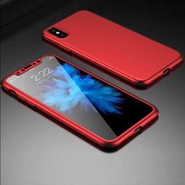 Husa Apple iPhone X, FullBody Elegance Luxury iPaky Rosu, acoperire completa 360 grade cu folie de sticla gratis