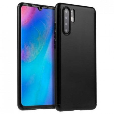 Husa FullBody Negru pentru Huawei P30 cu folie de sticla inclusa