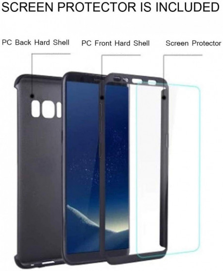 Husa Samsung Galaxy S8, FullBody Elegance Luxury Black, acoperire completa 360 grade cu folie de protectie gratis