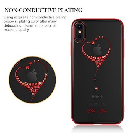 Husa Kingxbar pentru Apple iPhone X design Cristale Swarovski - Red