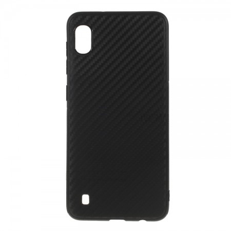 Husa pentru Samsung Galaxy A10, Perfect Fit, cu insertii de carbon, negru