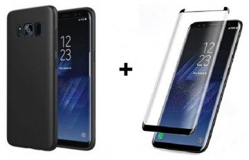 Pachet husa Elegance Luxury Slim Antisoc Black pentru Samsung Galaxy S8 cu folie de sticla mini Black gratis !