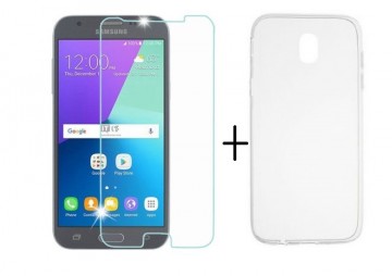 Pachet husa Elegance Luxury slim transparenta pentru Samsung Galaxy J3 2017 cu folie de sticla gratis