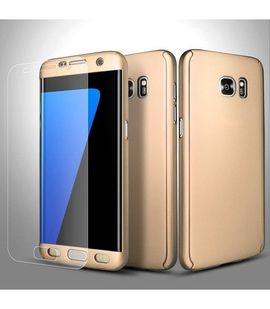 Husa Samsung Galaxy S7 Edge, FullBody Elegance Luxury Gold, acoperire completa 360 grade cu folie de protectie gratis