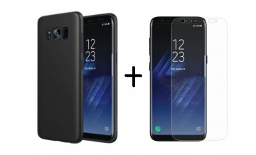 Pachet husa Elegance Luxury Slim Antisoc Black pentru Samsung Galaxy S8 Plus cu folie de protectie gratis !