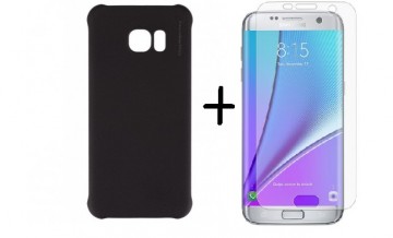Pachet husa Elegance Luxury X-LEVEL Metalic Black pentru Samsung Galaxy S7 Edge cu folie de protectie gratis