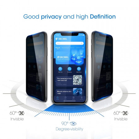 Folie de sticla 5D Apple iPhone 11 PRO MAX, Privacy Glass Elegance Luxury, folie securizata duritate 9H