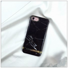 Husa Apple iPhone 7, Elegance Luxury Marble Red TPU, husa cu insertii marmura neagra-aurie