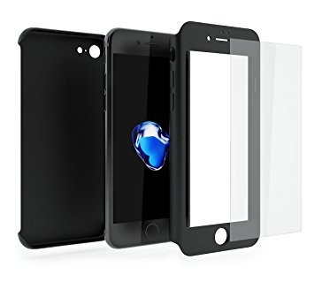 Husa Apple iPhone 8, FullBody Elegance Luxury Black, acoperire completa 360 grade cu folie de sticla gratis