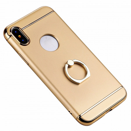 Husa Apple iPhone X, Elegance Luxury 3in1 Ring Auriu