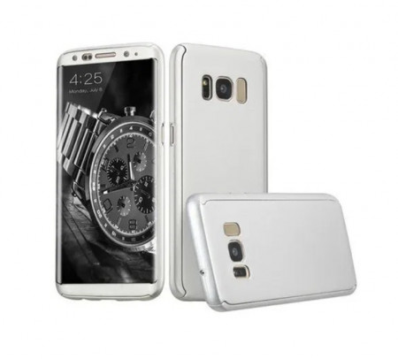 Husa Samsung Galaxy S8 Plus, FullBody Elegance Luxury Silver, acoperire completa 360 grade cu folie de protectie gratis