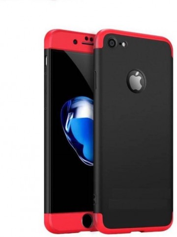 Husa Apple iPhone 7, FullBody 360° 3in1 Negru-Rosu