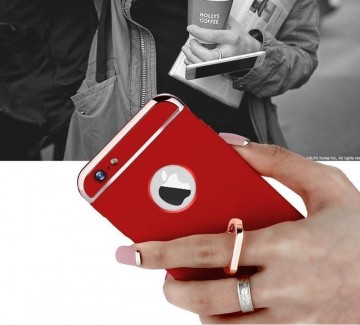 Husa Apple iPhone 7, Elegance Luxury 3in1 Ring Red