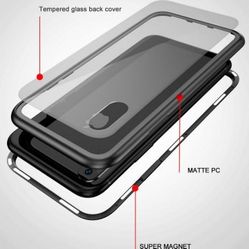 Husa Apple iPhone 7, Magnetica Argintiu, Perfect Fit cu spate de sticla securizata premium