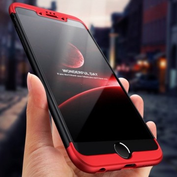 Husa Apple iPhone 8, FullBody 360° 3in1 Negru-Rosu