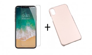 Pachet husa Elegance Luxury X-LEVEL Metalic Rose-Gold pentru Apple iPhone X cu folie de protectie gratis