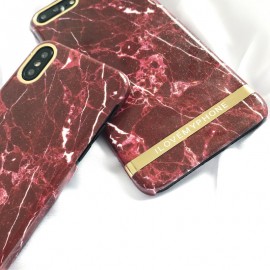 Husa Apple iPhone 6/6S, Elegance Luxury Marble Red TPU, husa cu insertii marmura rosie-aurie