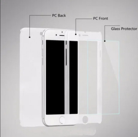 Husa Apple iPhone 6/6S, FullBody Elegance Luxury Silver, acoperire completa 360 grade cu folie de sticla gratis