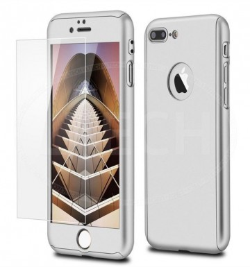 Husa Apple iPhone 8 Plus, FullBody Elegance Luxury Argintiu, acoperire completa 360 grade cu folie de sticla gratis
