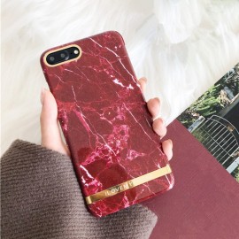 Husa Apple iPhone 6/6S, Elegance Luxury Marble Red TPU, husa cu insertii marmura rosie-aurie