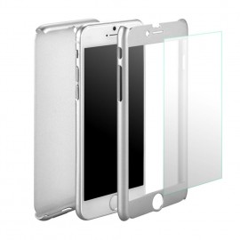 Husa Apple iPhone 6 Plus/6S Plus, FullBody Elegance Luxury Silver, acoperire completa 360 grade cu folie de sticla gratis