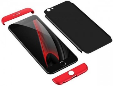 Husa Apple iPhone 8, FullBody 360° 3in1 Negru-Rosu