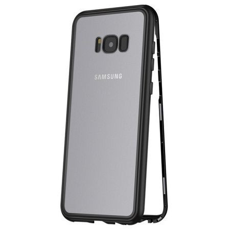 Husa Samsung Galaxy S8 Plus Magnetica 360 grade Black, Perfect Fit cu spate de sticla securizata premium + folie de protectie gratis