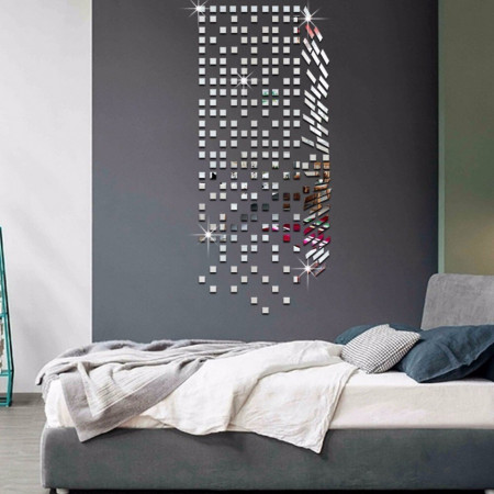 Set Oglinzi Design Patrat - Oglinzi Decorative Acrilice 2/2 Silver 100 buc
