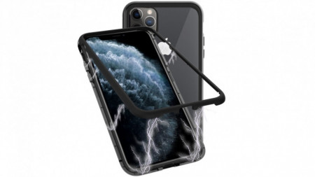 Husa Apple iPhone 11 PRO MAX Negru, Perfect Fit cu spate de sticla securizata premium
