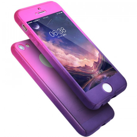Husa Apple iPhone 8, FullBody Elegance Luxury Degrade, acoperire completa 360 grade cu folie de sticla gratis