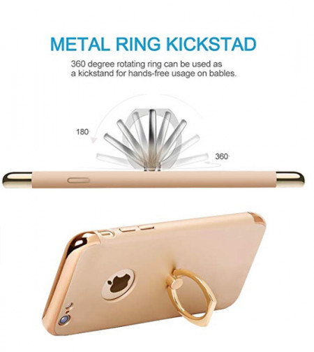 Pachet husa Elegance Luxury 3in1 Ring Gold pentru Apple iPhone 6 Plus / Apple iPhone 6S Plus cu folie de sticla gratis