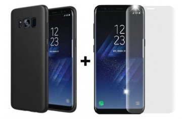 Pachet husa Elegance Luxury Slim Antisoc Black pentru Samsung Galaxy S8 cu folie de sticla Clear gratis !