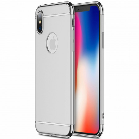 Husa Apple iPhone X, Elegance Luxury 3in1 Argintiu