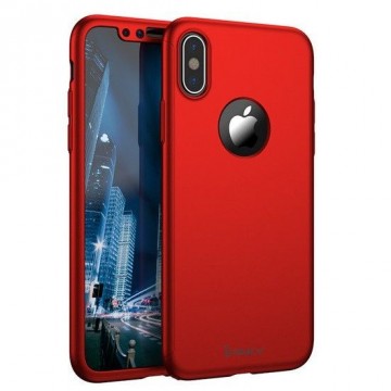 Husa Apple iPhone X, FullBody Elegance Luxury iPaky Rosu, acoperire completa 360 grade cu folie de sticla gratis