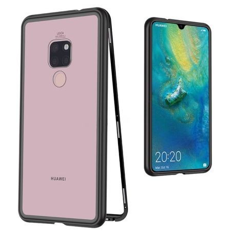 Husa Huawei MATE 20 Magnetica Black, Perfect Fit cu spate de sticla securizata premium