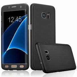 Husa Samsung Galaxy S7 Edge, FullBody Elegance Luxury Black, acoperire completa 360 grade cu folie de protectie gratis
