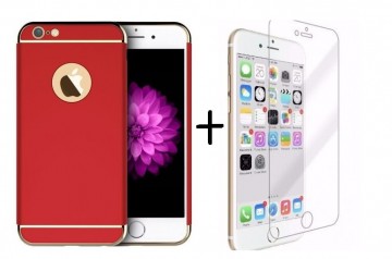 Pachet husa Elegance Luxury 3in1 Ultrasubtire Red pentru Apple iPhone 7 Plus cu folie de sticla gratis