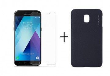 Pachet husa Elegance Luxury X-LEVEL Metalic Black pentru Samsung Galaxy J7 2017 cu folie de protectie gratis