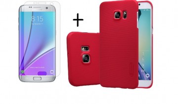 Pachet husa Elegance Luxury X-LEVEL Metalic Red pentru Samsung Galaxy S7 Edge cu folie de protectie gratis