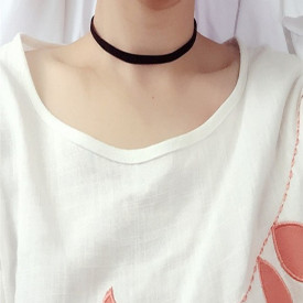 Choker Fashion Slim Band Black - Colier elegant pentru gat - Black Delux