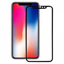 Folie de sticla pentru Apple iPhone X, margini colorate Negru