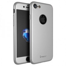 Husa Apple iPhone 8, FullBody Elegance Luxury iPaky Silver, acoperire completa 360 grade cu folie de sticla gratis