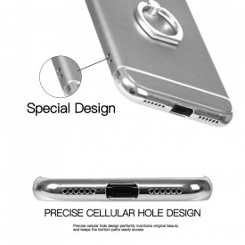 Husa Apple iPhone X, Elegance Luxury 3in1 Ring Argintiu