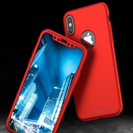 Husa de protectie pentru Apple iPhone XS MAX, iPaky Pro Rosu Original Case, acoperire completa 360 grade cu folie de protectie gratis