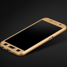 Husa FullBody Elegance Luxury Gold pentru Samsung Galaxy S6 acoperire completa 360 grade cu folie de protectie gratis