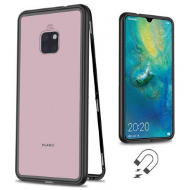 Husa Huawei Mate 20 Magnetica cu spate din sticla securizata si folie privacy pentru ecran, Perfect Fit
