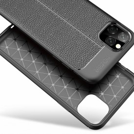Husa pentru Apple iPhone 11 PRO MAX, Perfect Fit Black cu insertii de piele