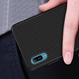 Husa pentru Huawei Y6 2019, Perfect Fit, cu insertii de carbon, negru